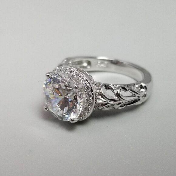 Vintage Sterling Silver Sparkling Round Rhinestone Ring, Size 5 Band, Estate - Picture 6 of 12